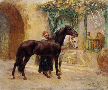 CABALLOS DE BERBARÍA EN EL CAIRO Frederick Arthur Bridgman Arab Pinturas al óleo